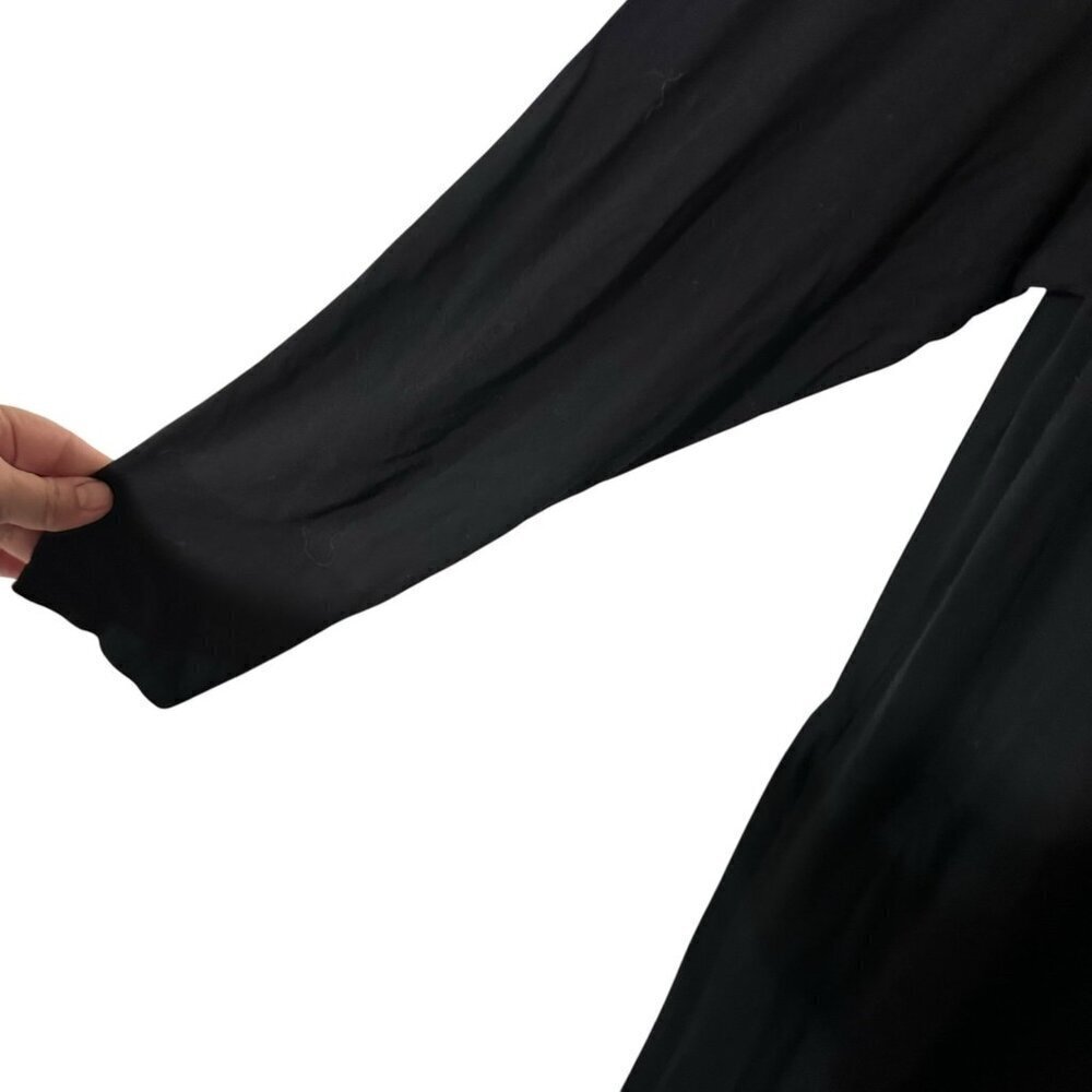 Eileen Fisher Viscose Jersey Stretch Pockets Long Sleeve Knee Dress XL Black - Picture 6 of 11